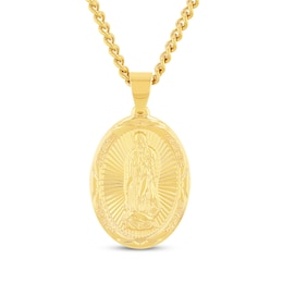 Our Lady of Guadalupe Necklace Yellow Ion-Plated Stainless Steel 24"