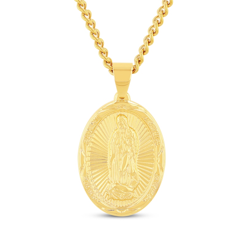Our Lady of Guadalupe Necklace Yellow Ion-Plated Stainless Steel 24"
