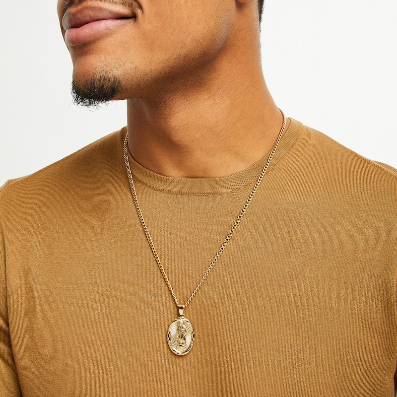 Main Image 5 of Our Lady of Guadalupe Necklace Yellow Ion-Plated Stainless Steel 24&quot;