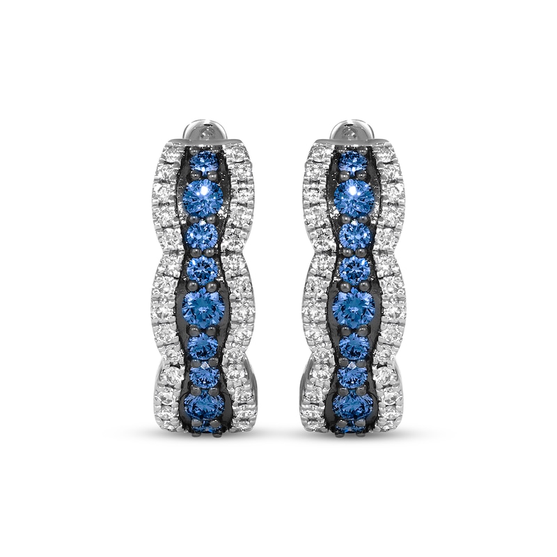 Main Image 2 of Le Vian Sapphire Waterfall Hoop Earrings 3/8 ct tw Diamonds 14K Vanilla Gold