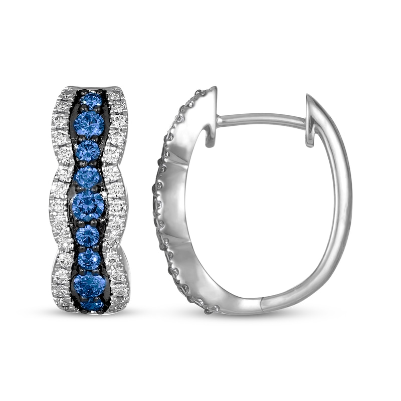 Main Image 3 of Le Vian Sapphire Waterfall Hoop Earrings 3/8 ct tw Diamonds 14K Vanilla Gold