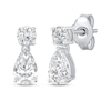 Thumbnail Image 1 of KAY Lab-Grown Diamonds Certified Pear-Shaped & Round-Cut Dangle Earrings 3/4 ct tw 10K White Gold