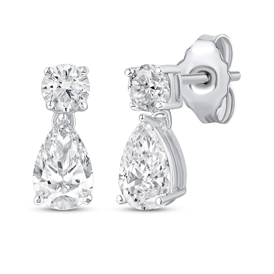 KAY Lab-Grown Diamonds Certified Pear-Shaped & Round-Cut Dangle Earrings 3/4 ct tw 10K White Gold