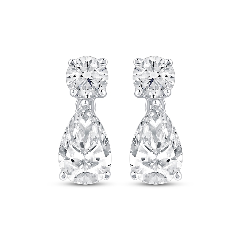 Main Image 2 of KAY Lab-Grown Diamonds Certified Pear-Shaped & Round-Cut Dangle Earrings 3/4 ct tw 10K White Gold