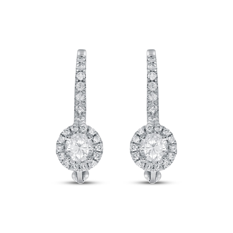 Main Image 2 of Diamond Halo Drop Earrings 1/2 ct tw 10K White Gold