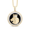 Thumbnail Image 0 of Men's Diamond & Black Onyx King Lion Head Medallion Necklace 1/2 ct tw 10K Yellow Gold 22"