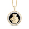 Thumbnail Image 1 of Men's Diamond & Black Onyx King Lion Head Medallion Necklace 1/2 ct tw 10K Yellow Gold 22&quot;