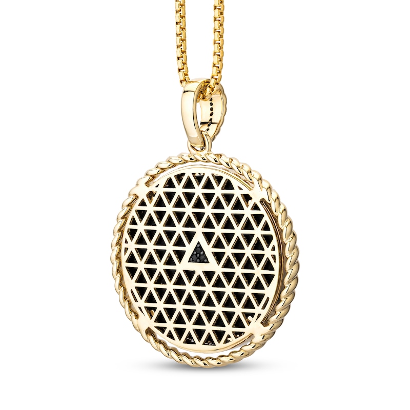 Main Image 3 of Men's Diamond & Black Onyx King Lion Head Medallion Necklace 1/2 ct tw 10K Yellow Gold 22&quot;