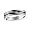 Thumbnail Image 1 of Now + Forever Men's Diamond Curved Wedding Band 1/6 ct tw 10K White Gold