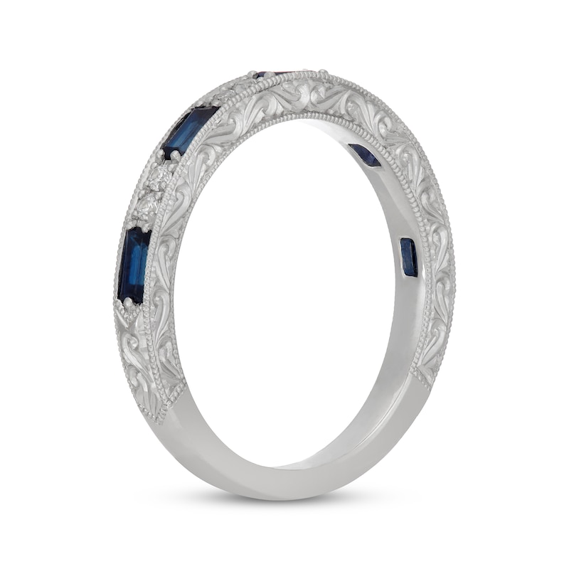 Main Image 2 of Neil Lane Baguette-Cut Natural Blue Sapphire & Diamond Anniversary Ring 1/10 ct tw 14K White Gold