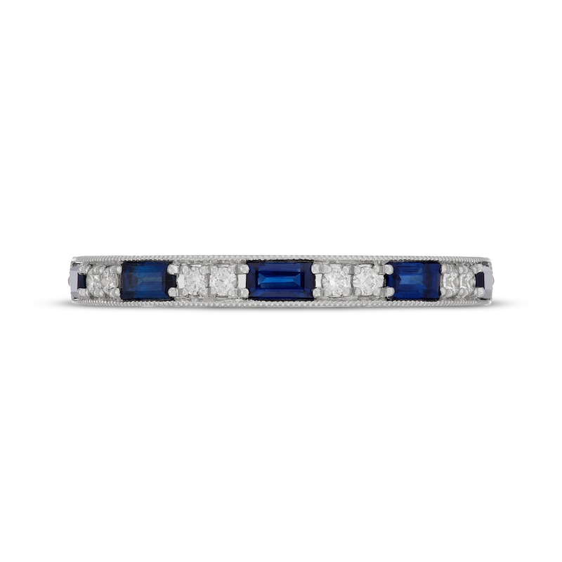 Main Image 3 of Neil Lane Baguette-Cut Natural Blue Sapphire & Diamond Anniversary Ring 1/10 ct tw 14K White Gold