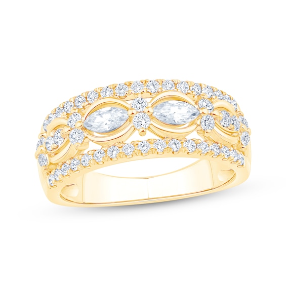 Marquise & Round-Cut Diamond Anniversary Ring 7/8 ct tw 14K Yellow Gold