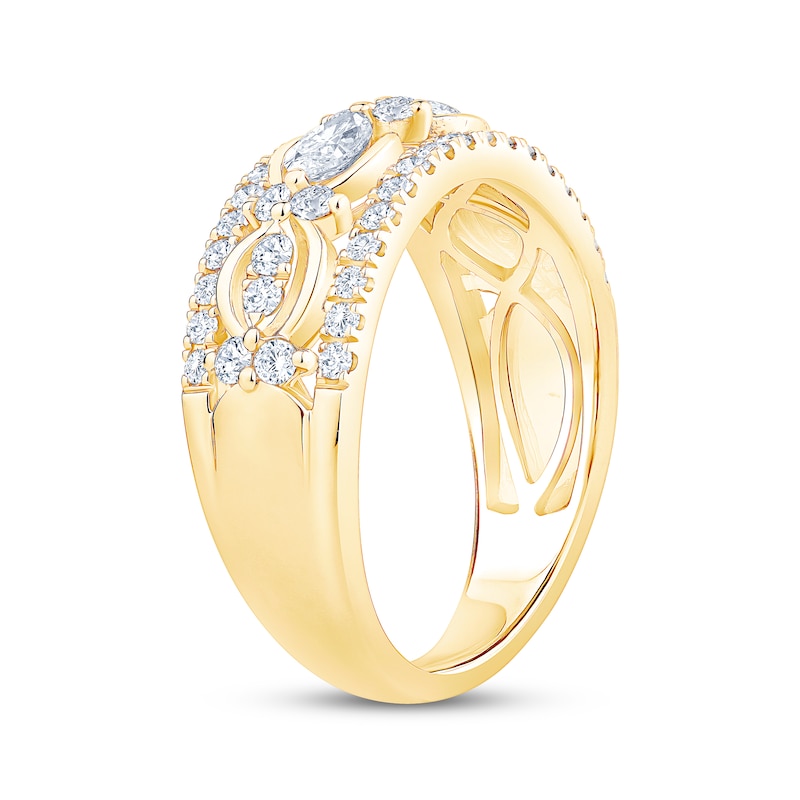 Main Image 2 of Now + Forever Marquise & Round-Cut Diamond Anniversary Ring 7/8 ct tw 14K Yellow Gold