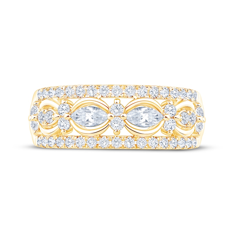 Main Image 3 of Now + Forever Marquise & Round-Cut Diamond Anniversary Ring 7/8 ct tw 14K Yellow Gold