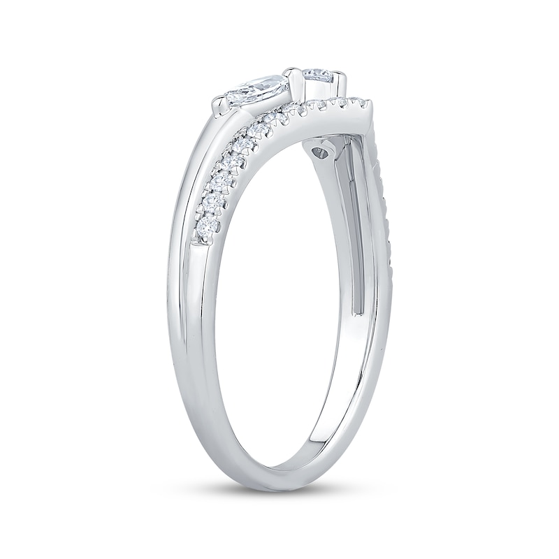 Main Image 2 of Now + Forever Marquise & Round-Cut Diamond Two-Row Chevron Ring 1/2 ct tw 14K White Gold