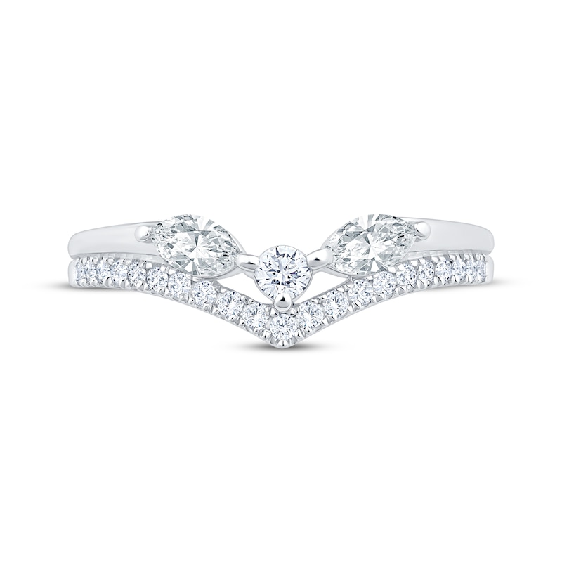 Main Image 3 of Now + Forever Marquise & Round-Cut Diamond Two-Row Chevron Ring 1/2 ct tw 14K White Gold