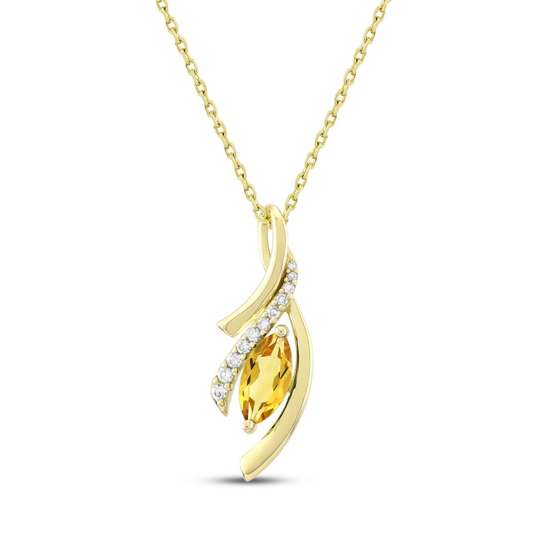 Marquise-Cut Citrine & Diamond Twist Necklace 1/10 ct tw 14K Yellow Gold