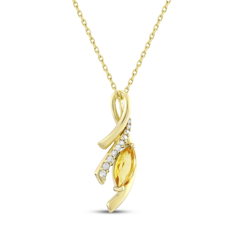 Marquise-Cut Citrine & Diamond Twist Necklace 1/10 ct tw 14K Yellow Gold