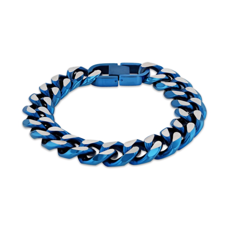 Main Image 1 of Bracelet Solid Stainless Steel & Blue Ion Plating Bracelet 8.5&quot;