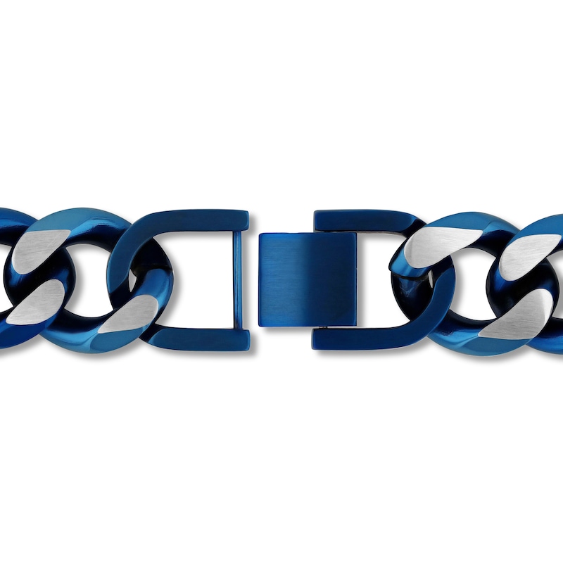 Main Image 3 of Bracelet Solid Stainless Steel & Blue Ion Plating Bracelet 8.5&quot;