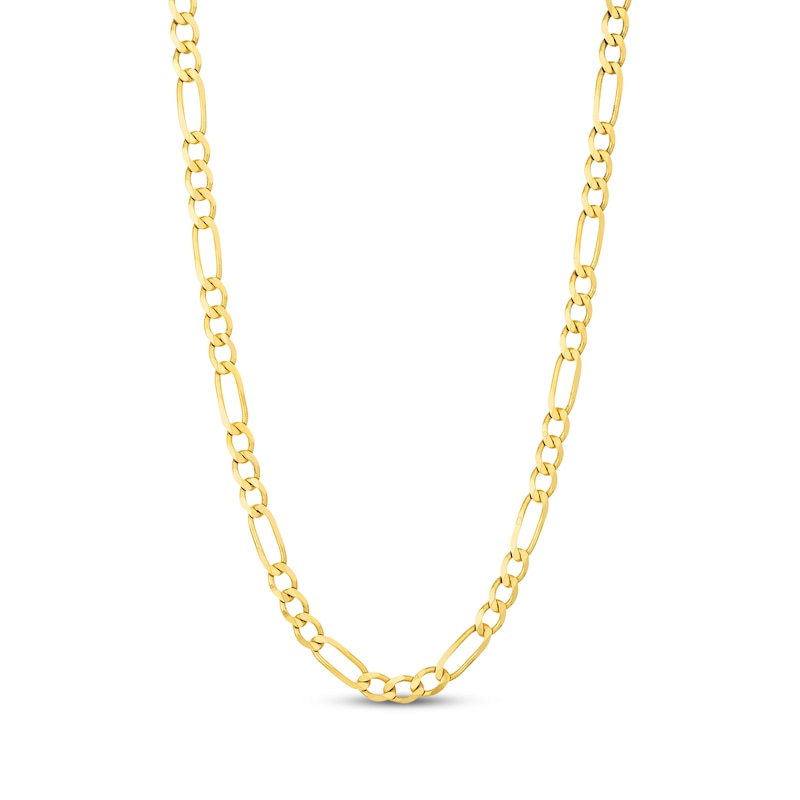 Main Image 1 of Figaro Chain Necklace 5.2mm Solid 14K Yellow Gold 20"