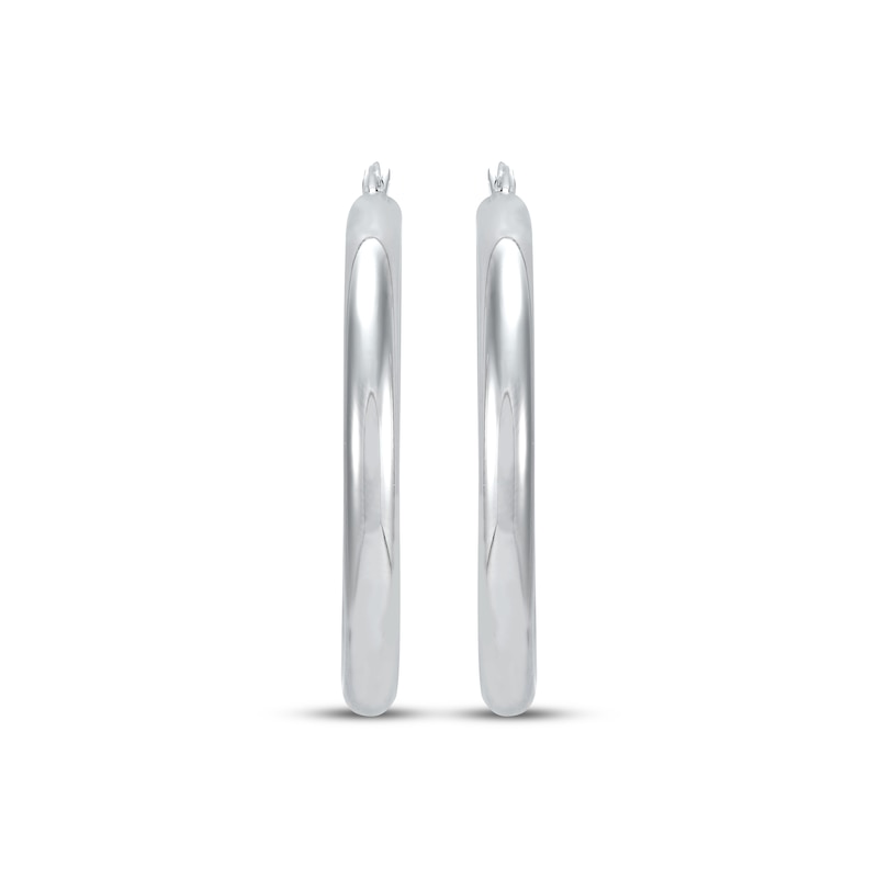 Main Image 2 of Polished Tube Hoop Earrings Sterling Silver 40mm