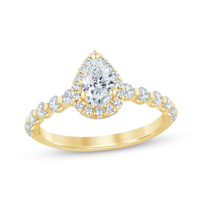 Main Image 1 of Now + Forever Pear-Shaped Diamond Halo Engagement Ring 1 ct tw 14K Yellow Gold