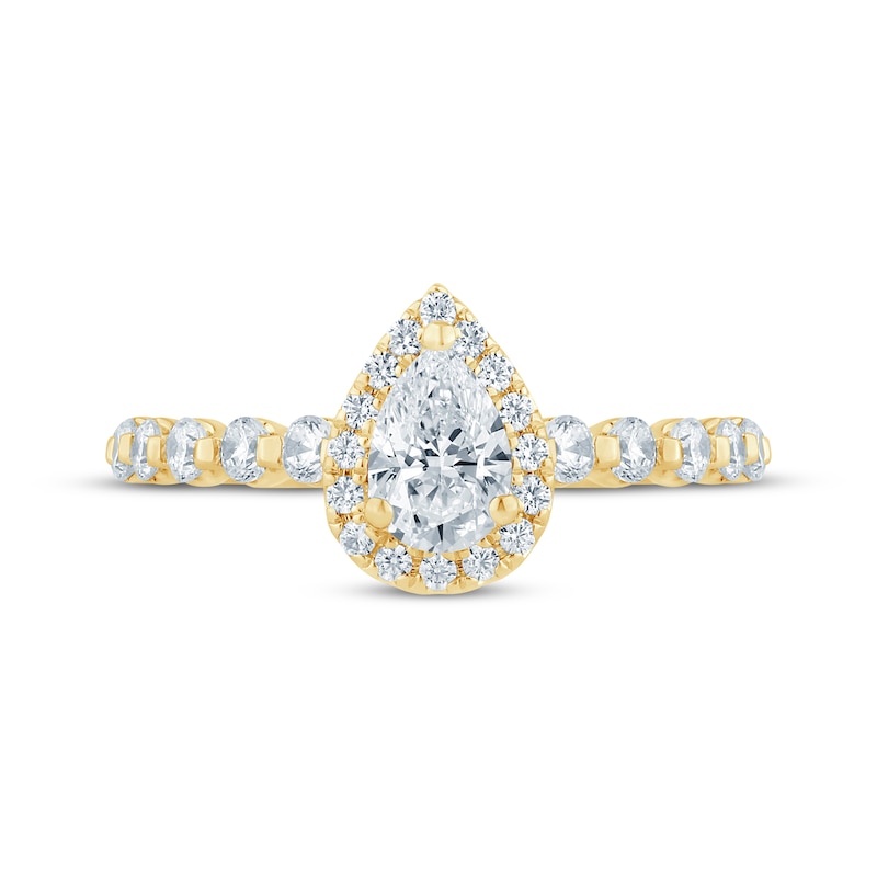 Main Image 3 of Now + Forever Pear-Shaped Diamond Halo Engagement Ring 1 ct tw 14K Yellow Gold