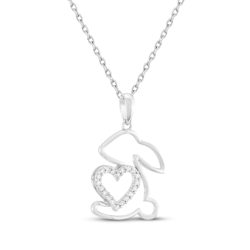 Main Image 2 of Diamond Heart Bunny Necklace 1/10 ct tw 10K White Gold 18&quot;