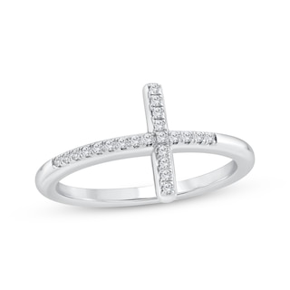 Diamond Sideways Cross Ring 1/10 ct tw Sterling Silver