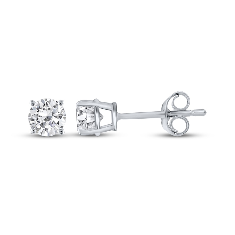 Main Image 1 of Round-Cut Diamond Solitaire Stud Earrings 1/3 ct tw 10K White Gold (I/I3)