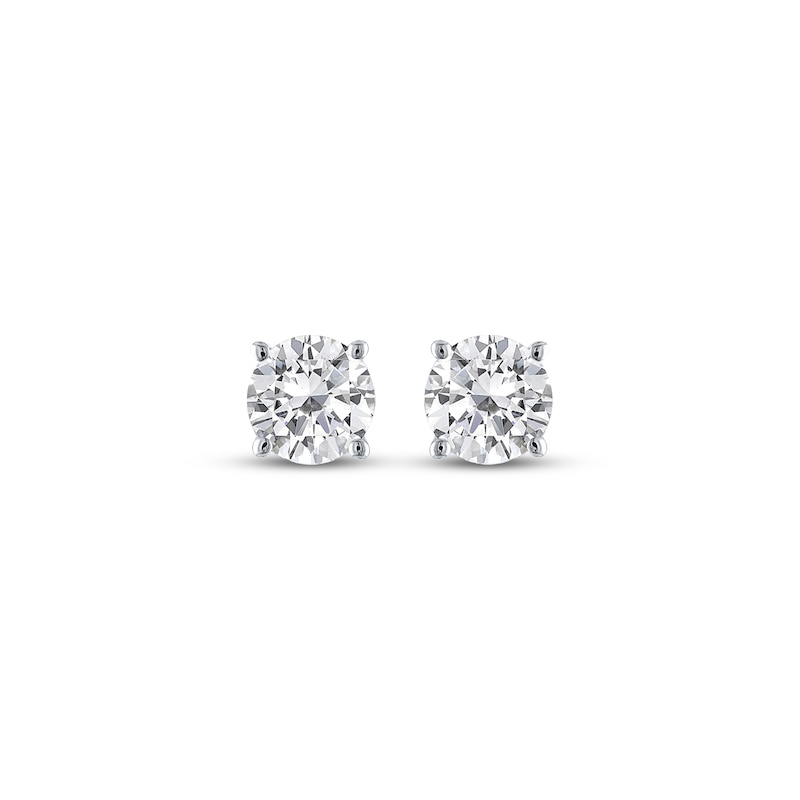 Main Image 2 of Round-Cut Diamond Solitaire Stud Earrings 1/3 ct tw 10K White Gold (I/I3)