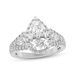 THE LEO Legacy Lab-Grown Diamond Pear-Shaped Halo Engagement Ring 2-1/2 ct tw 14K White Gold