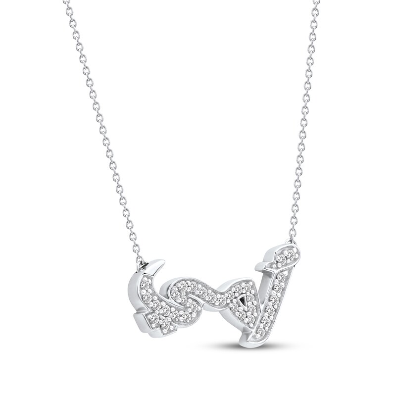 Main Image 2 of Diamond Arabic "Mother" Necklace 1/5 ct tw 10K White Gold 18"