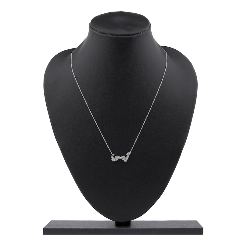 Main Image 4 of Diamond Arabic "Mother" Necklace 1/5 ct tw 10K White Gold 18"