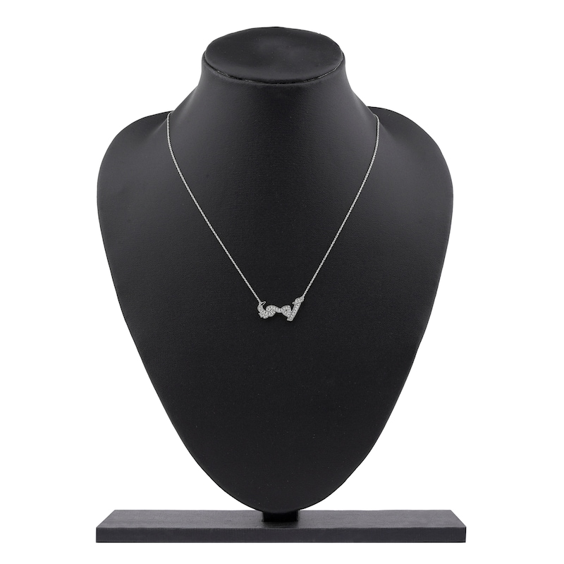 Main Image 5 of Diamond Arabic "Mother" Necklace 1/5 ct tw 10K White Gold 18"
