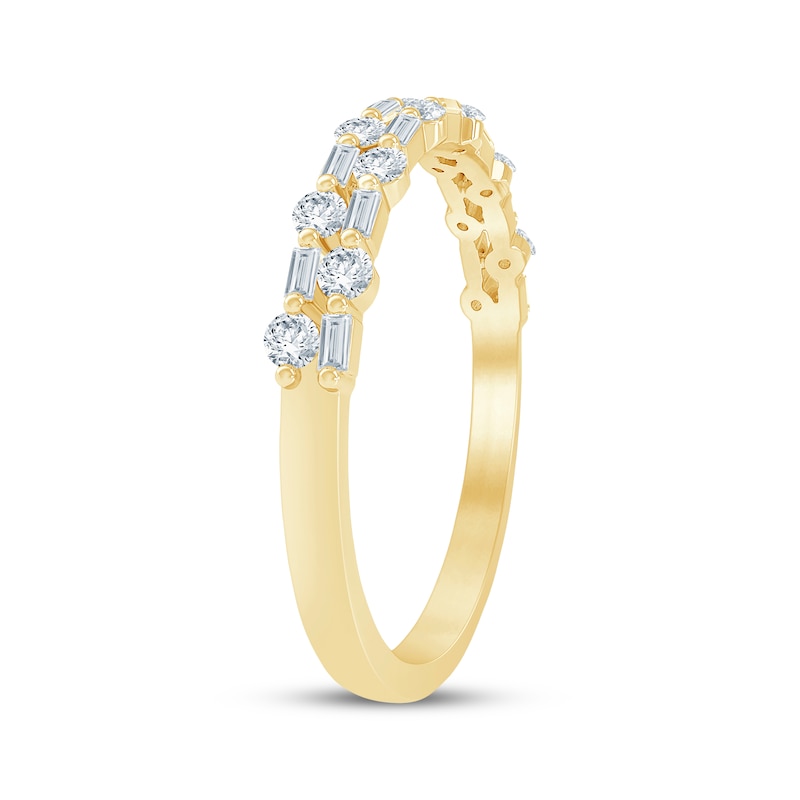 Main Image 2 of Now + Forever Baguette & Round-Cut Diamond Two-Row Anniversary Ring 1/3 ct tw 14K Yellow Gold