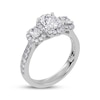 Thumbnail Image 2 of Memories Moments Magic Oval-Cut Lab-Grown Diamond Three-Stone Halo Engagement Ring 1-1/2 ct tw 14K White Gold