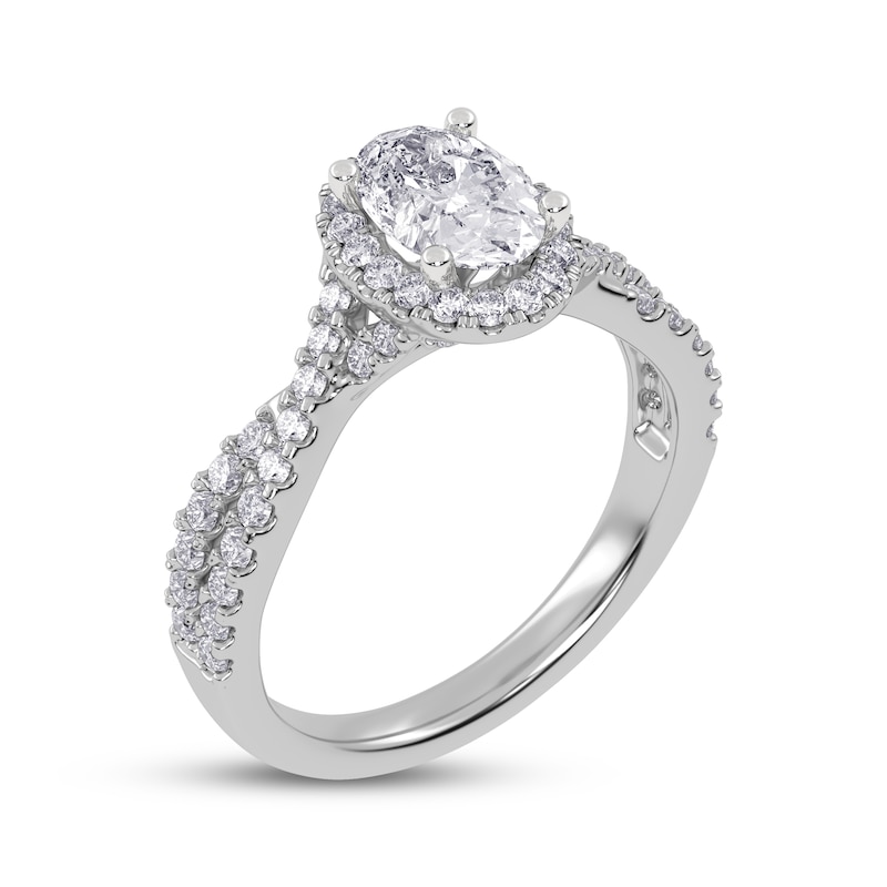 Main Image 2 of Now + Forever Oval-Cut Lab-Grown Diamond Halo Engagement Ring 1-1/4 ct tw 14K White Gold