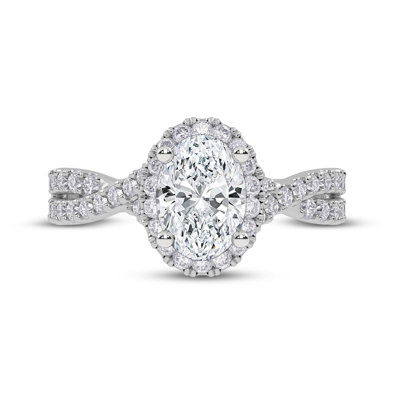 Main Image 3 of Now + Forever Oval-Cut Lab-Grown Diamond Halo Engagement Ring 1-1/4 ct tw 14K White Gold