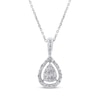 Thumbnail Image 1 of Baguette & Round-Cut Multi-Diamond Teardrop Necklace 1/15 ct tw Sterling Silver 18&quot;