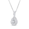 Thumbnail Image 2 of Baguette & Round-Cut Multi-Diamond Teardrop Necklace 1/15 ct tw Sterling Silver 18&quot;