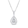 Thumbnail Image 3 of Baguette & Round-Cut Multi-Diamond Teardrop Necklace 1/15 ct tw Sterling Silver 18&quot;