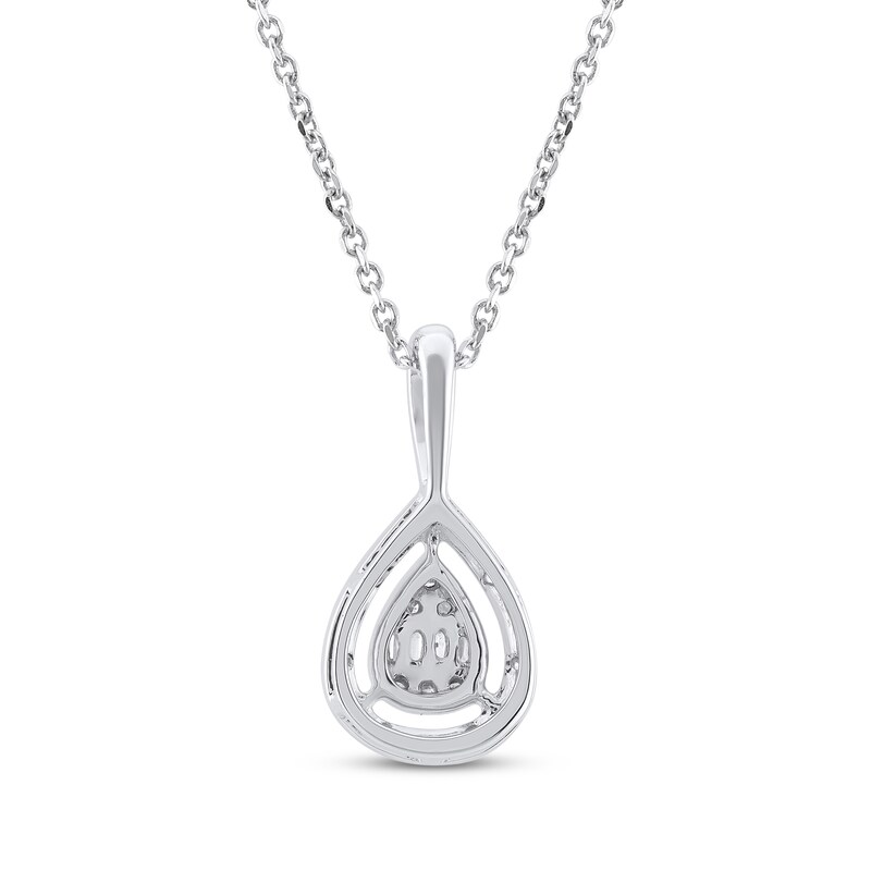 Main Image 3 of Baguette & Round-Cut Multi-Diamond Teardrop Necklace 1/15 ct tw Sterling Silver 18&quot;
