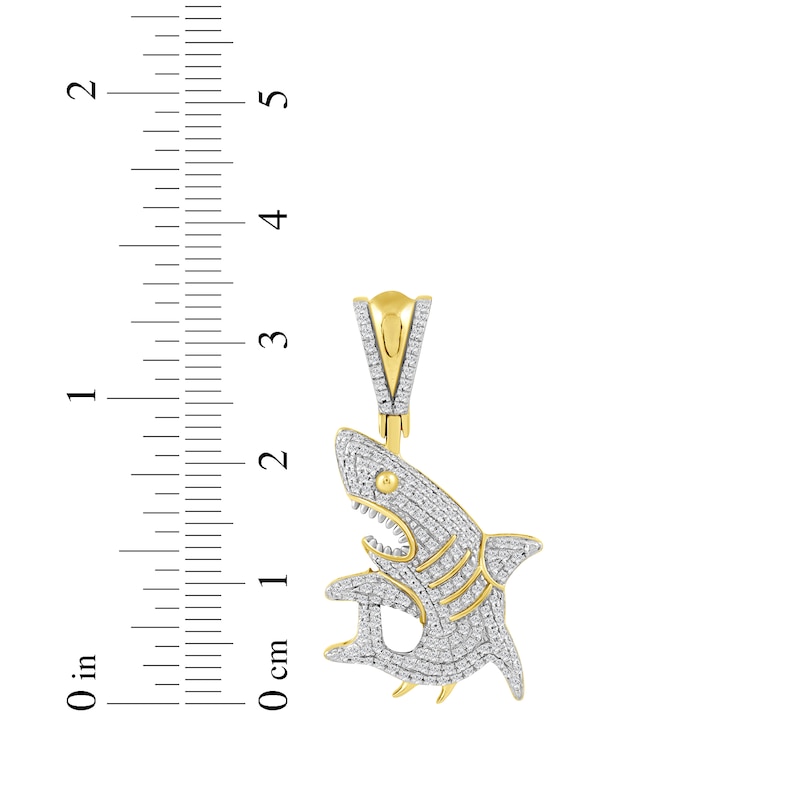 Main Image 3 of Men's Diamond Shark Charm 1/3 ct tw 10K Yellow Gold