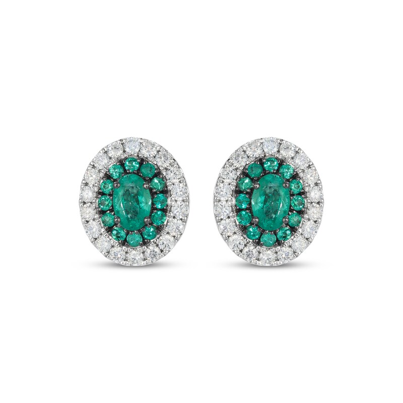 Main Image 2 of Le Vian Vault Oval-Cut Emerald Earrings 3/4 ct tw Diamonds Platinum