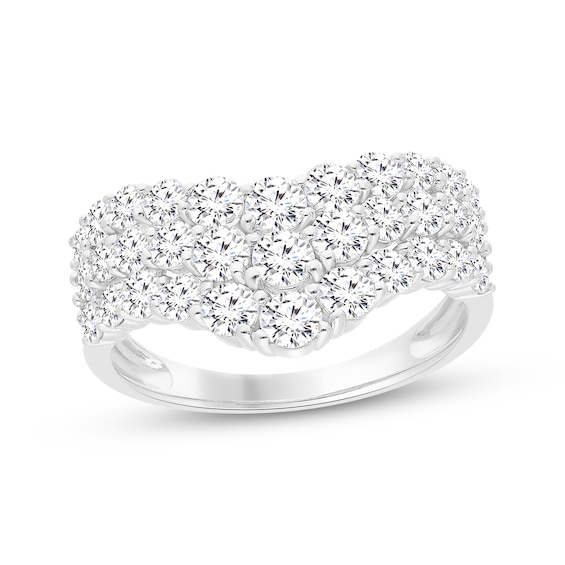 Diamond Three-Row Chevron Fashion Ring 2 ct tw 10K White Gold