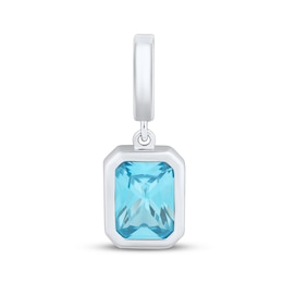 Charmed Memories Emerald-Cut Blue Cubic Zirconia Charm Sterling Silver