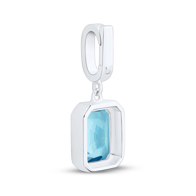 Main Image 3 of Charmed Memories Emerald-Cut Blue Cubic Zirconia Charm Sterling Silver