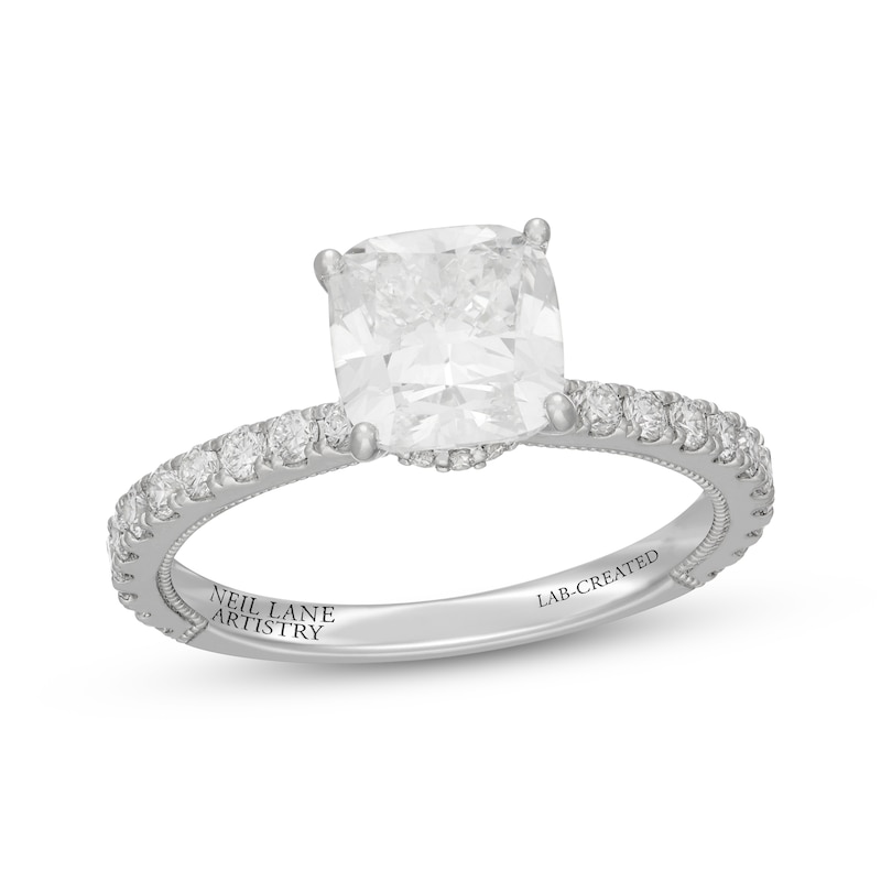 Main Image 1 of Neil Lane Artistry Cushion-Cut Lab-Grown Diamond Hidden Halo Engagement Ring 2-1/2 ct tw 14K White Gold
